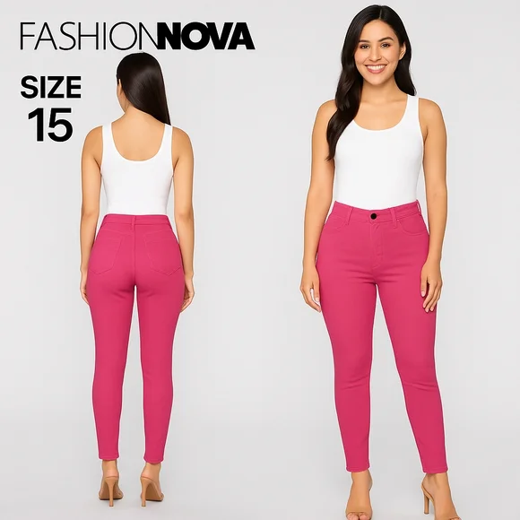 Fashion Nova Jeans Fashion Nova Womens Pink High Rise Stretch